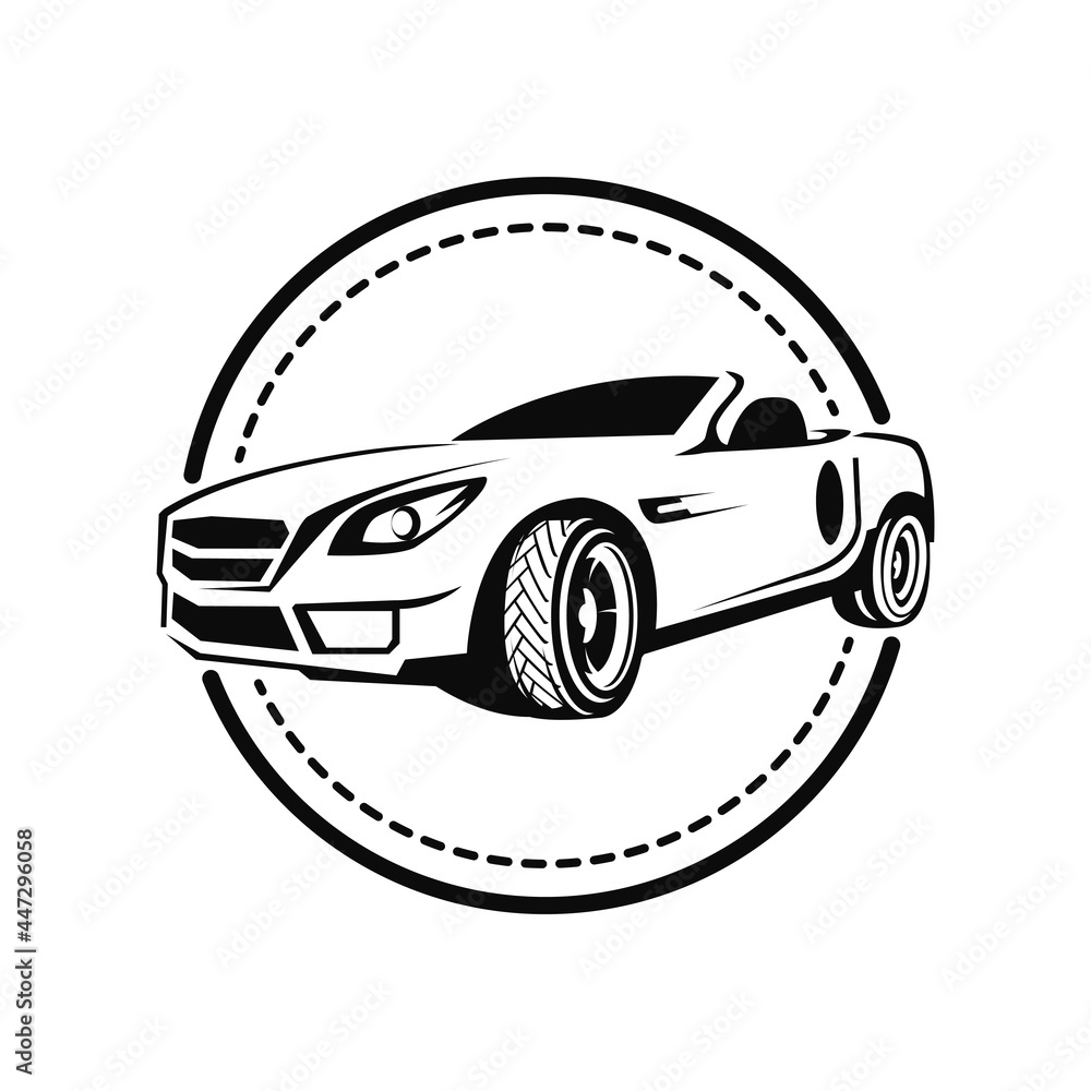 simple car logo emblem in circle. black and white retro car emblem Stock Vector Adobe Stock