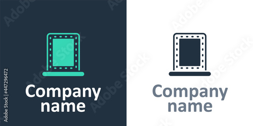 Logotype Makeup mirror with lights icon isolated on white background. Logo design template element. Vector