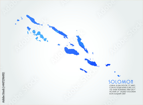Solomon map blue Color on white background polygonal