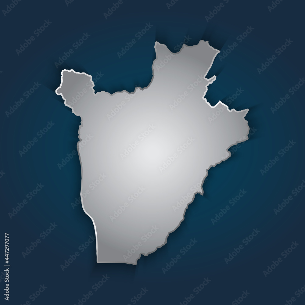 Burundi map 3D metallic silver with chrome, shine gradient on dark blue background. Vector illustration EPS10. Burundi map 3D metallic silver with chrome, shine gradient on dark blue background. Vector illustration EPS10.