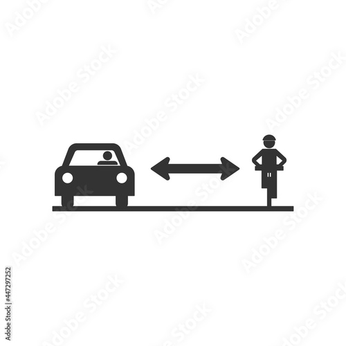 Car and bike passing distance icon isolated on white background. Distance symbol modern, simple, vector, icon for website design, mobile app, ui. Vector Illustration