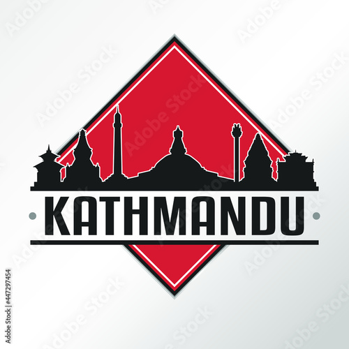 Kathmandu, Nepal Skyline Logo. Adventure Landscape Design Vector Illustration.