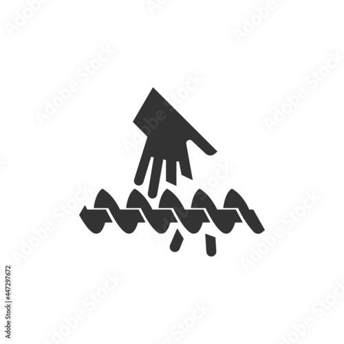 Cutting off fingers or hand icon isolated on white background. Caution symbol modern, simple, vector, icon for website design, mobile app, ui. Vector Illustration