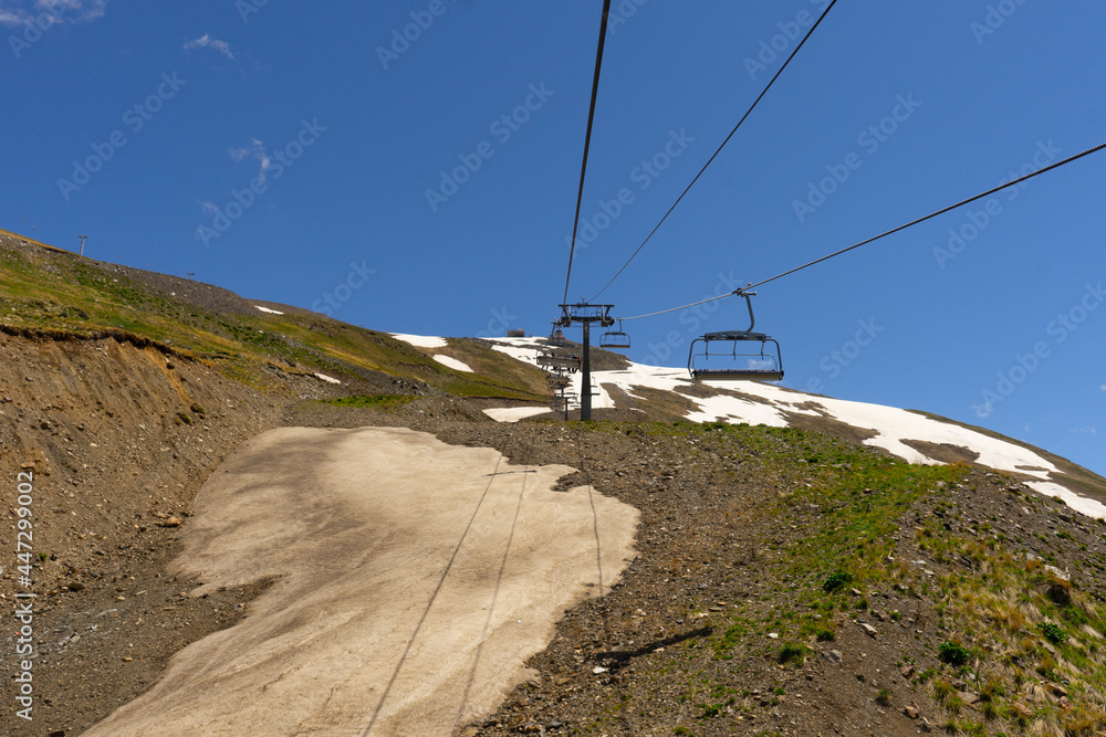 Obraz premium Great nature mountain landscapes. Fantastic perspective of caucasian snow inactive volcano Elbrus and clearly blue sky background. Russia