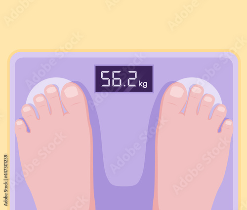 He was weighing himself during home quarantine, his weight was normal.
Illustration about weigh yourself.