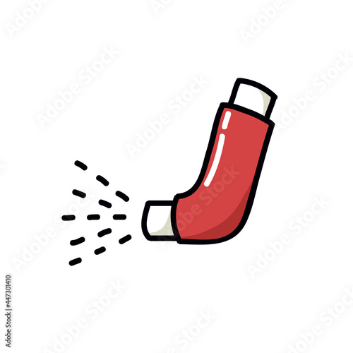 asthma inhaler doodle icon, vector color line illustration