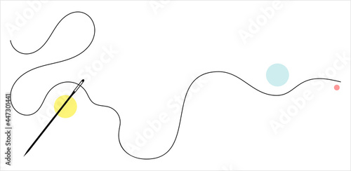 Sewing Needle With A Piece Of Thread Design