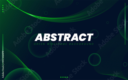 Abstract green wireframe and bubble background