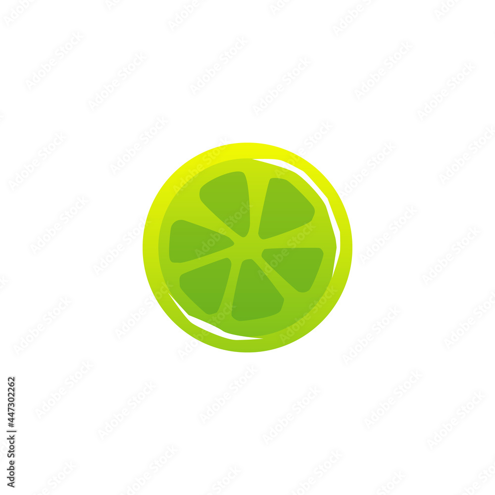 Lemon or lime circle candy cartoon icon, flat vector illustration isolated. Lemon or lime circle candy cartoon icon, flat vector illustration isolated.