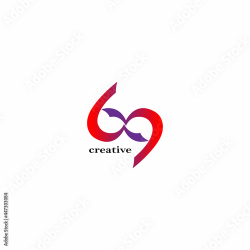 69 symbol  Number 69 or 69 simple minimal logo icon sign design template. Vector illustration