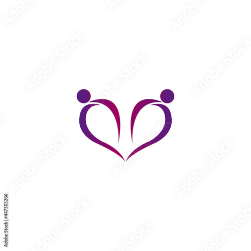 Abstract colorful people and heart shape icons. Vector logo template.