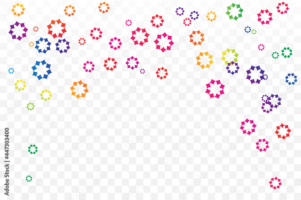 Many falling colorful geometric confetti isolated on transparent background. Celebration And Party banner. Vector Many falling colorful geometric confetti isolated on transparent background. Celebration And Party banner. Vector