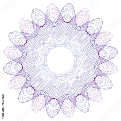 Watermark ,Guilloche rosetta  , design for  background for certificate, 