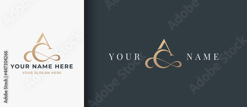letter a c monogram serif logo design