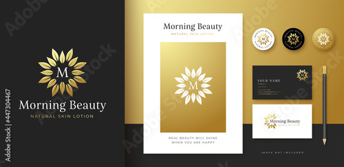 abstract gold flower logo design