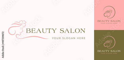 minimal beauty woman face logo design