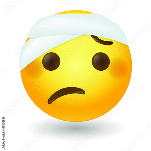 Bandage Emoji Icon Illustration. Injured Vector Symbol Emoticon Design Vector.