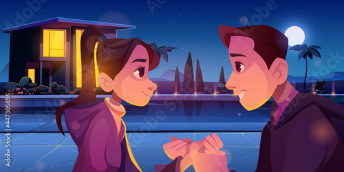 Summer love, couple romantic loving relations