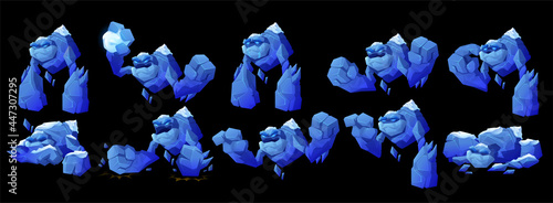 Ice golem character in different poses