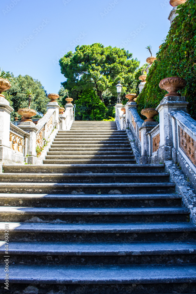 Stairs in Miramare Castle Garden on a Sunny Day