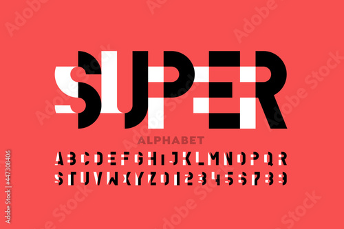 Modern style font design, alphabet letters and numbers vector illustration