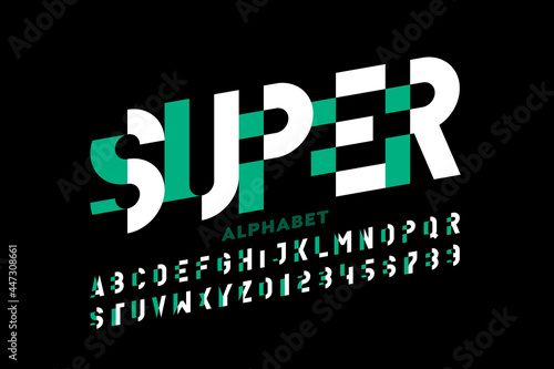 Modern style font design, alphabet letters and numbers vector illustration