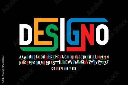 Modern style font design, alphabet letters and numbers vector illustration