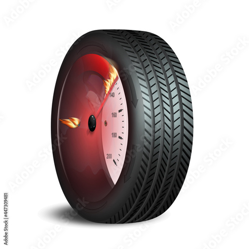 Wheel in Fire flame Logo design vector template. Concept icon for race, auto repair service, tire shop