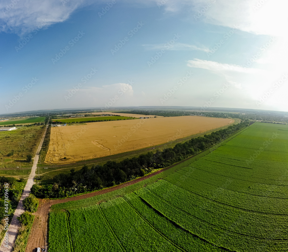 Wide angle panorama of corn and wheat fields, drone DJi Mavic mini 2 aerial  view Stock Photo | Adobe Stock