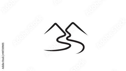 creative mountains river way road logo