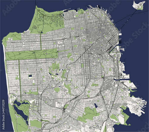 map of the city of San Francisco, USA