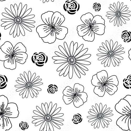 vector flowers black and white kitchen queen stock photo