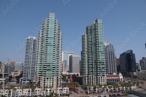 Cityscape of San Diego Showing the Metro Train and Staion Arriving  © Gary Peplow
