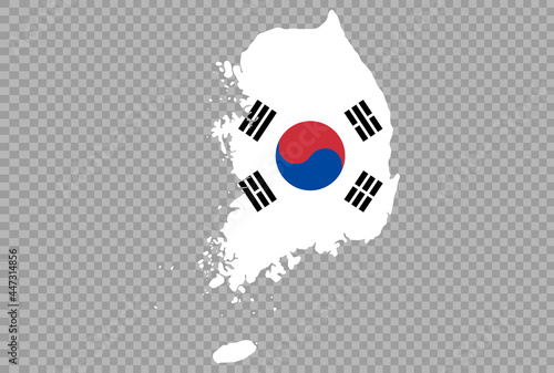 South Korea flag on map isolated  on png or transparent  background,Symbol of South Korea,template for banner,card,advertising ,promote, TV commercial, ads, web, vector illustration