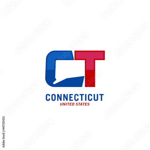 Letter C Logo Design. Connecticut Map Icon. Vector Illustration.