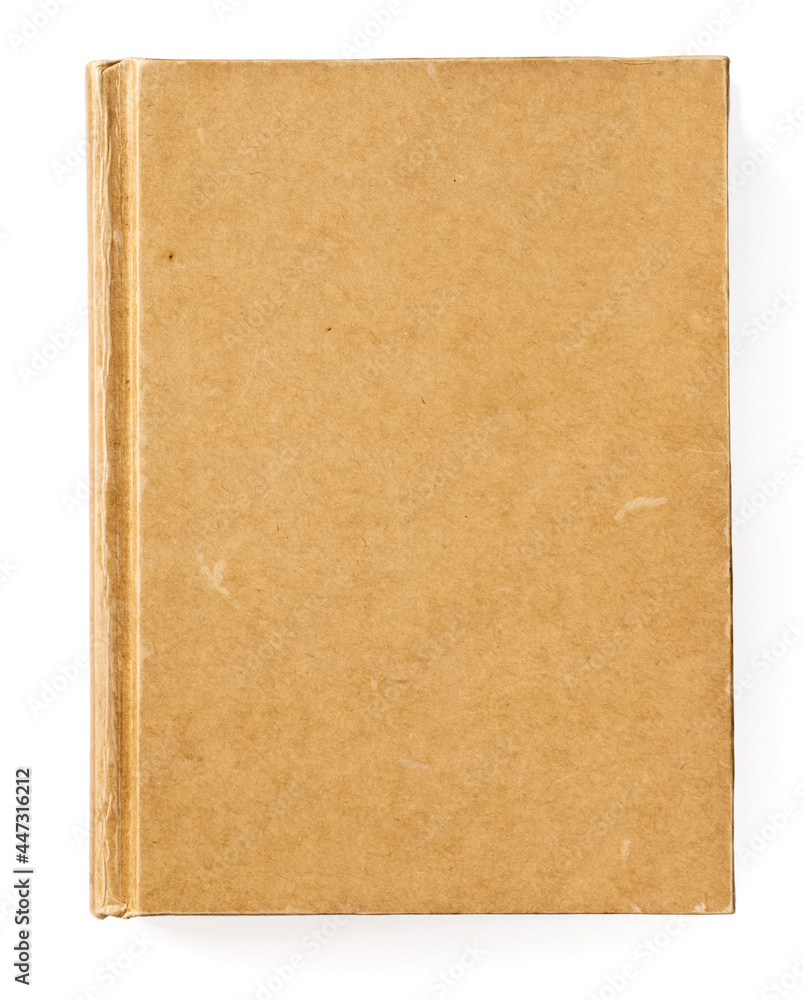 One kraft notebook isolated on white background, top view
