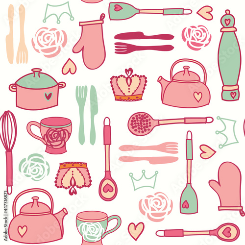 vector offwhite kitchen queen seamless pattern 