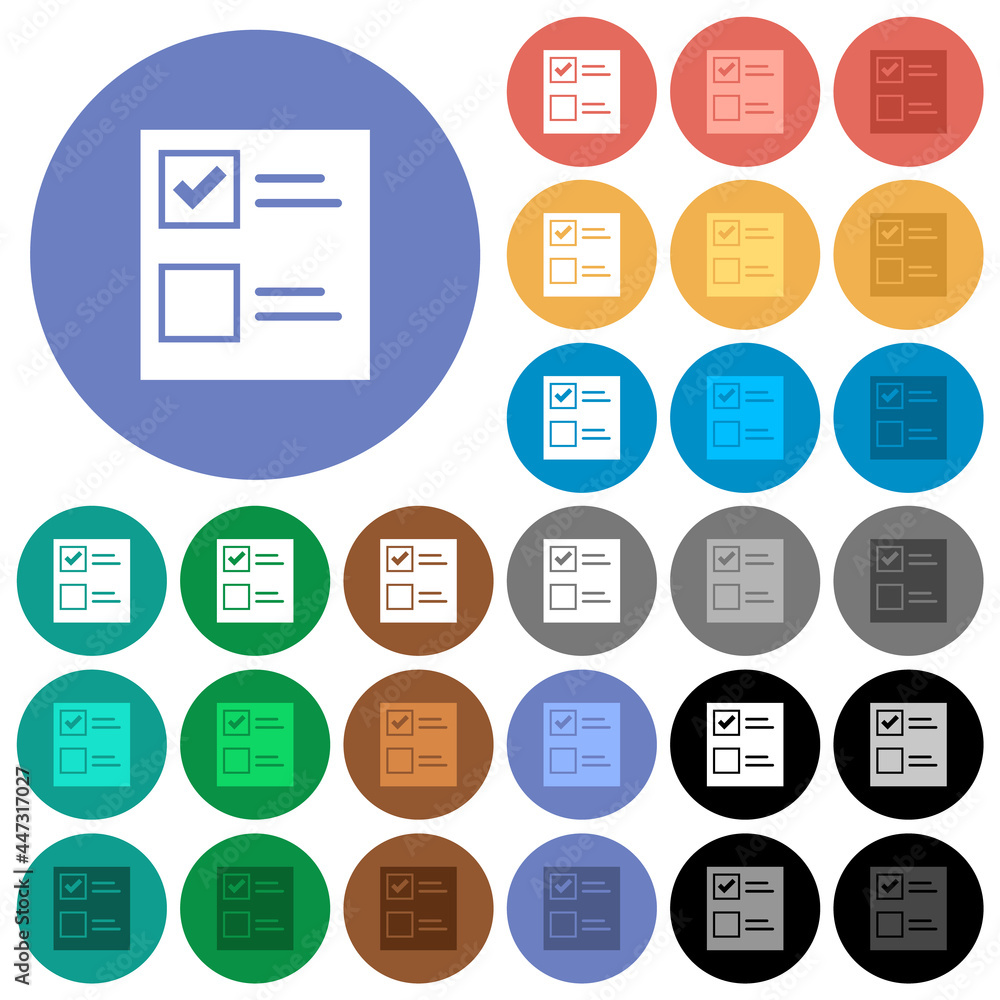 Ballot paper solid round flat multi colored icons Ballot paper solid round flat multi colored icons