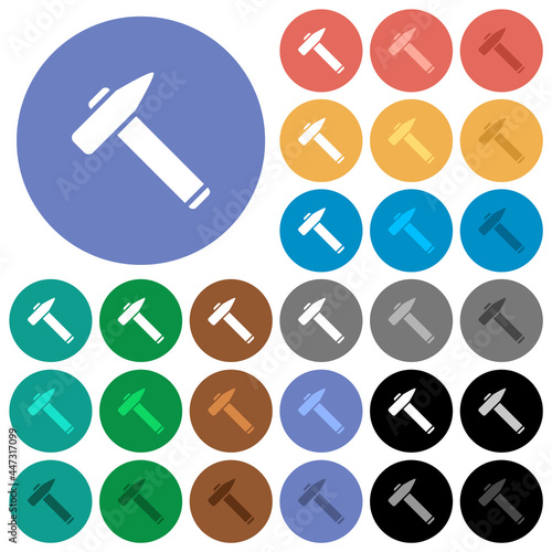 Old hammer round flat multi colored icons