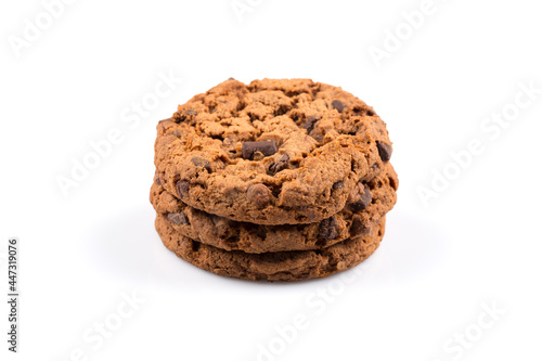 Chocolate chip cookie isolated on white