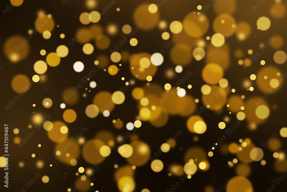 Blurred bokeh light gold abstract background. New year holidays golden decoration concept glitter vintage background.