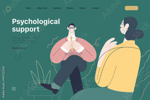 Medical tests template - psychological support. Modern flat vector
