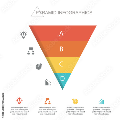 Pyramid Infographics. Funnel Pyramid with 5 charts