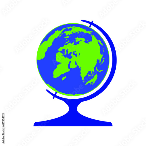                              . School globe. World map. Vector icon in flat style.