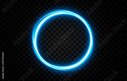Vector glowing portal, light lines. Neon light, electric light, portal, light effect PNG. Blue line png, magic glow, shine.
