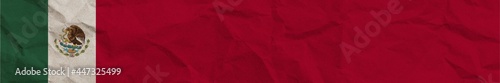 Mexico Long Horizontal Banner Flag Paper Texture Effect Illustration