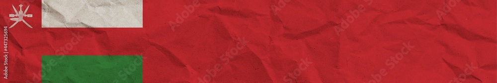 Oman Long Horizontal Banner Flag Paper Texture Effect Illustration