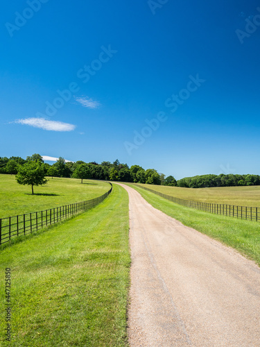 Watling Street, a Roman road, recedes into the distance near St Albans, England