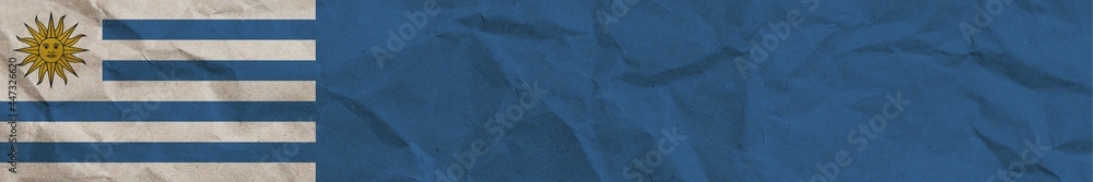 Obraz premium Uruguay Long Horizontal Banner Flag Paper Texture Effect Illustration
