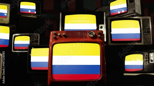 Flag of Napo Province, Ecuador, and Vintage Televisions. photo